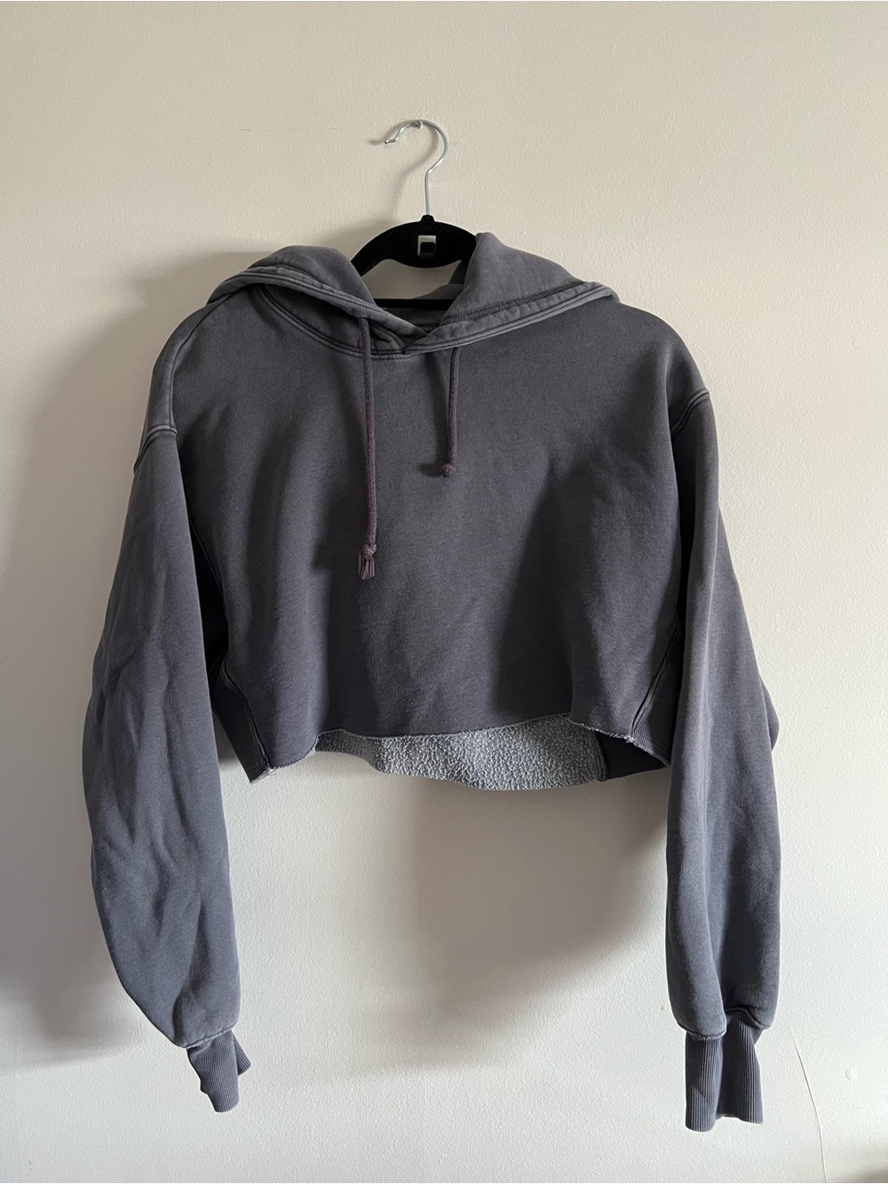 TNA Charcoal Cropped Hoodie - Dark Gray Pullover